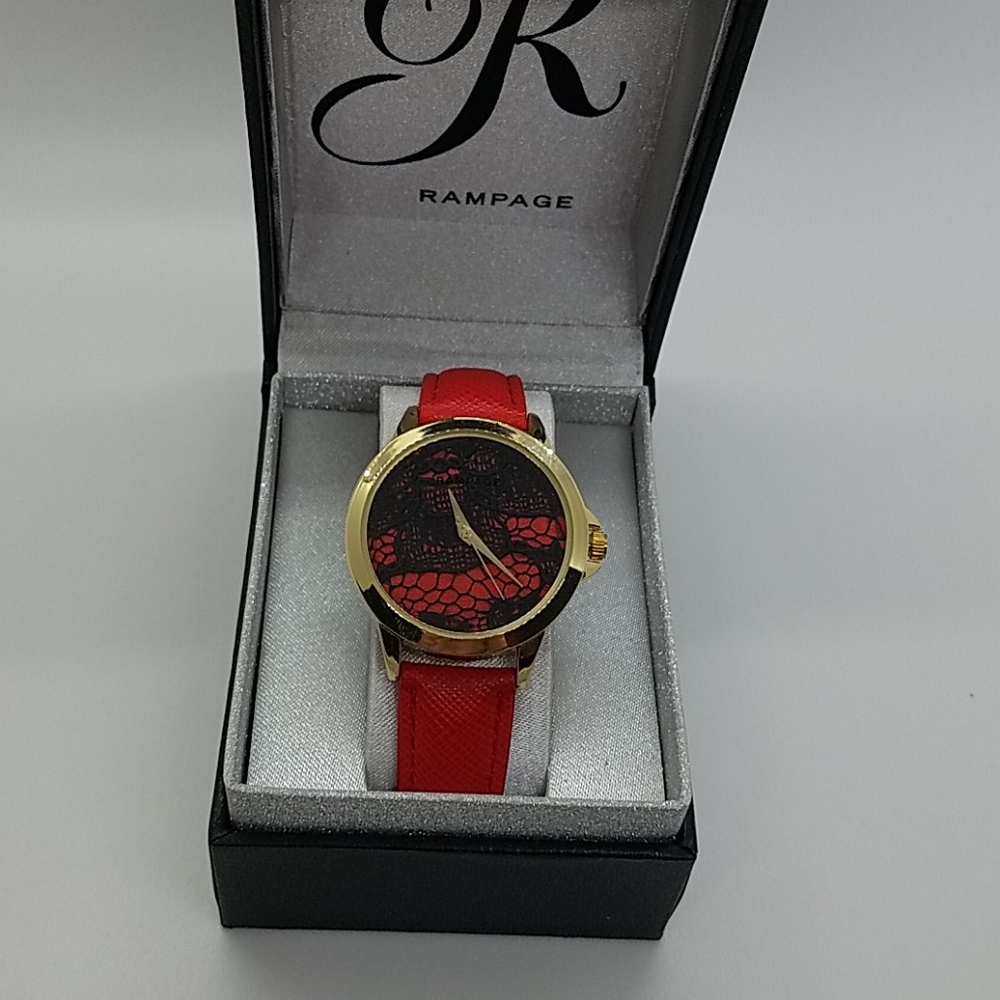 Red & Black Lace Women's Watch